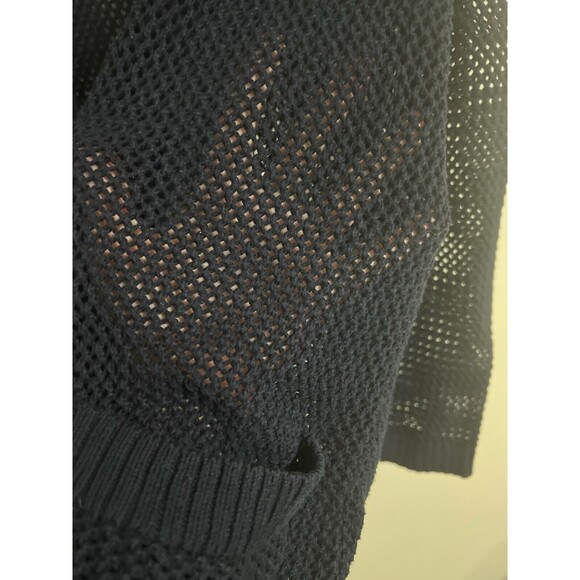 Talbots Cardigan Sweater Blue Hoodie Cotton Open Front Long Pockets size PMedium - Picture 2 of 7